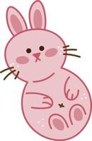 garabato de conejo 1. lindo conejo rosa de un solo personaje. ilustración de vector de color de dibujos animados.