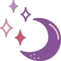 Moon and stars doodle1. Cute set with moon and stars. Cartoon color vector illustration.