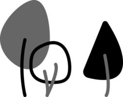 Tree set doodle2. Cute 3 trees. Cartoon black and white vector illustration.