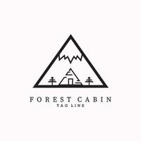 forest cabin line art minimalist illustration design icon logo vector