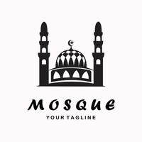 diseño de ilustración vectorial del logotipo de la silueta de la mezquita, plantilla de icono minimalista vector