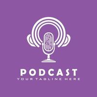 podcast logo line art design vector