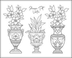 Hand drawn vector design flower pots elements Pro Vector