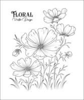 Hand drawn vector design floral elements Pro Vector