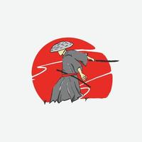 ilustración de arte de silueta de samurai vector