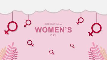 International women's day poster on pink background. Women sign. origami template design. Vector illustration. EPS 10.