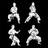 karate solhouette vector acción pose