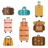 various kinds of travel luggage vector