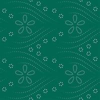 Seamless pattern with colorful round shape, beautiful white lines on green background. Vector illustration.