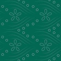 Seamless pattern with colorful round shape, beautiful white lines on green background. Vector illustration.