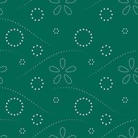 Seamless pattern with colorful round shape, beautiful white lines on green background. Vector illustration.