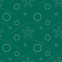 Seamless pattern with colorful round shape, beautiful white lines on green background. Vector illustration.