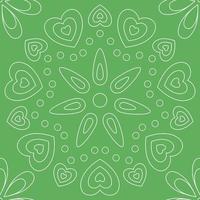 Seamless pattern with colorful round shape, beautiful white lines on green background. Vector illustration.