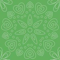 Seamless pattern with colorful round shape, beautiful white lines on green background. Vector illustration.