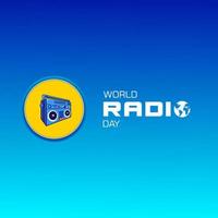 Día mundial de la radio 13 de febrero. diseño de afiches minimalistas para publicaciones en redes sociales. vector