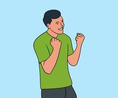 Illustration of a man who is gesturing to succeed in something vector