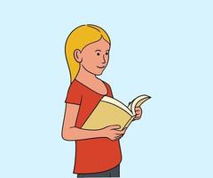 Illustration of a little girl holding a book vector