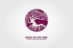 logotipo de la raíz del árbol que ilustra las raíces de un árbol, ramas. una excelente plantilla de logotipo muy adecuada para salón de belleza, moda, negocios de medios, fotografía, etc.