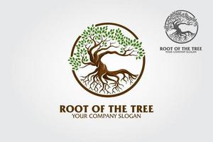 logotipo de la raíz del árbol que ilustra las raíces de un árbol, las ramas están conectadas en un diseño circular. excelente plantilla de logotipo para negocios de moda, paisajismo, jardinería o en numerosos campos relacionados con la naturaleza vector