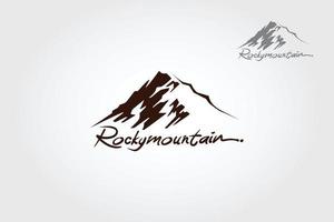plantilla de logotipo de vector de montaña rocosa. el símbolo principal del logotipo es una montaña rocosa, este logotipo simboliza la naturaleza, la fuerza, la limpieza, la paz y la calma, este logotipo también se ve moderno, deportivo y simple.