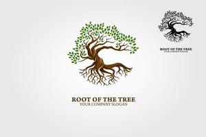 logotipo de la raíz del árbol que ilustra las raíces de un árbol, ramas. excelente plantilla de logotipo para paisajismo, jardinería, negocios o en numerosos campos relacionados con la naturaleza. vector