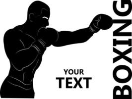 Boxing strikes directly. Silhouette. Strong fighter. Athlete in training. Demonstration of combat skills. vector