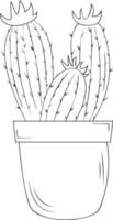 Cactus in a pot. Cactus with thorns and flowers. Design element for banner, poster, postcard, invitation, business card. vector