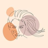 outline minimalist women face potrait hand drawn vector