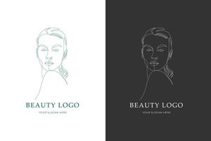 logotipo de belleza de cara de mujer dibujada a mano vector