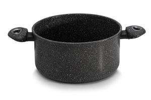 New black metal saucepan isolated on white background photo