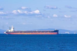 Empty container freighter ship waiting photo