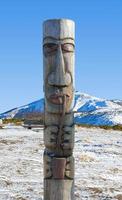 wooden idol statue near Vilyuchik volcano, Kamchatka Peninsula photo