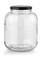 Empty glass jar isolated on a white background photo