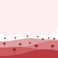 valentine's day template background with meadow of some heart shape trees vector
