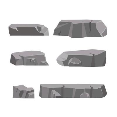 Rock stone set cartoon. Stones and rocks in isometric 3d flat style. Set of different boulders.