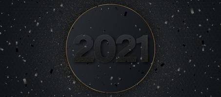 Happy new 2021 year Elegant gold text with light. Minimalistic text. vector