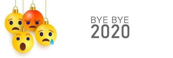 Bye-bye 2020 sad and angry emoji. We will miss you no. Vector illustration on white background