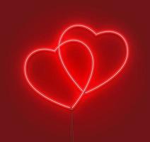 Couple Hearts Neon Sign. Vector Illustration of Love Promotion.