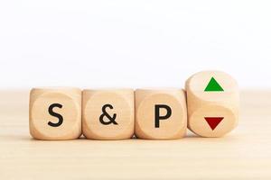 S and P stock market index up or down concept photo