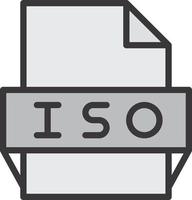 icono de formato de archivo iso vector