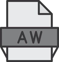 icono de formato de archivo aw vector