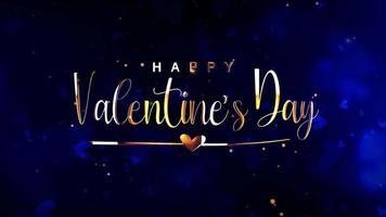 Happy Valentines Day gold text on blue background video