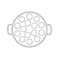 Takoyaki Stove Outline Icon Illustration on Isolated White Background vector