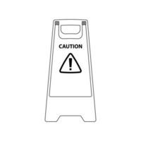 Caution Standing Board Outline Icon Illustration on Isolated White Background vector