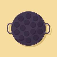 Takoyaki Stove Vector Icon Illustration with Outline for Design Element, Clip Art, Web, Landing page, Sticker, Banner. Flat Cartoon Style