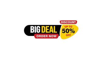 50 Percent BIG DEAL offer, clearance, promotion banner layout with sticker style. vector