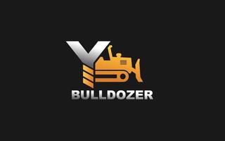 y logo bulldozer para empresa constructora. ilustración de vector de plantilla de equipo pesado para su marca.