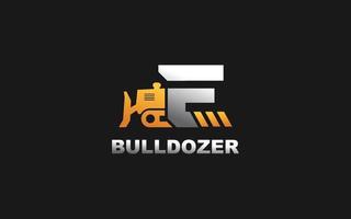 e logo bulldozer para empresa constructora. ilustración de vector de plantilla de equipo pesado para su marca.