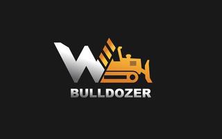 W logo DOZER for construction company. Heavy equipment template vector illustration for your brand.