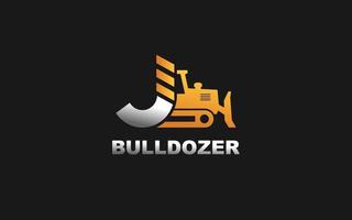 J logo DOZER for construction company. Heavy equipment template vector illustration for your brand.